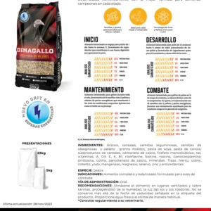 INICIADOR GALLOS MN/NAR DINAVET 5 KG DINAVET - ALIMENTOS
